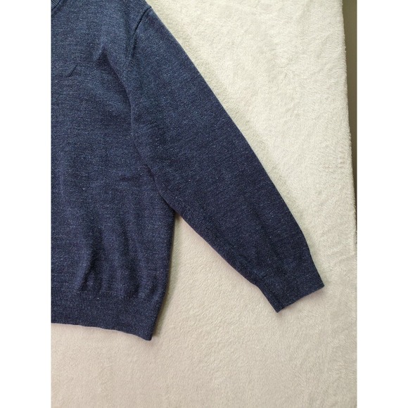 Nautica Sweater Mens XL Navy Knit Cotton Long Raglan Sleeve V Neck Logo Pullover - Picture 5 of 9